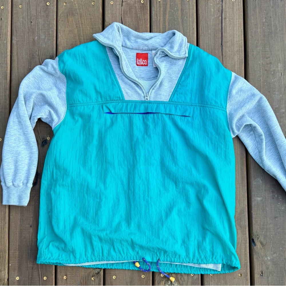 liz & co. Teal and Gray Pullover Jacket